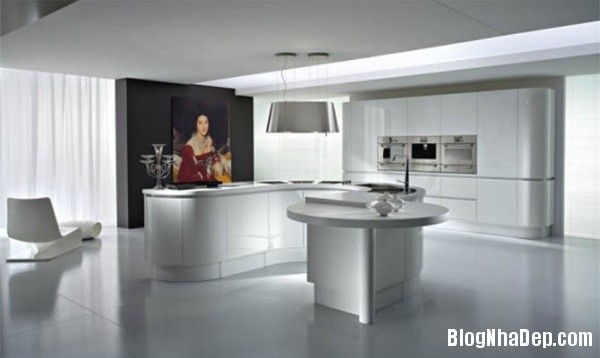 Phòng bếp kết hợp hai màu đen trắng hiện đại và cá tính